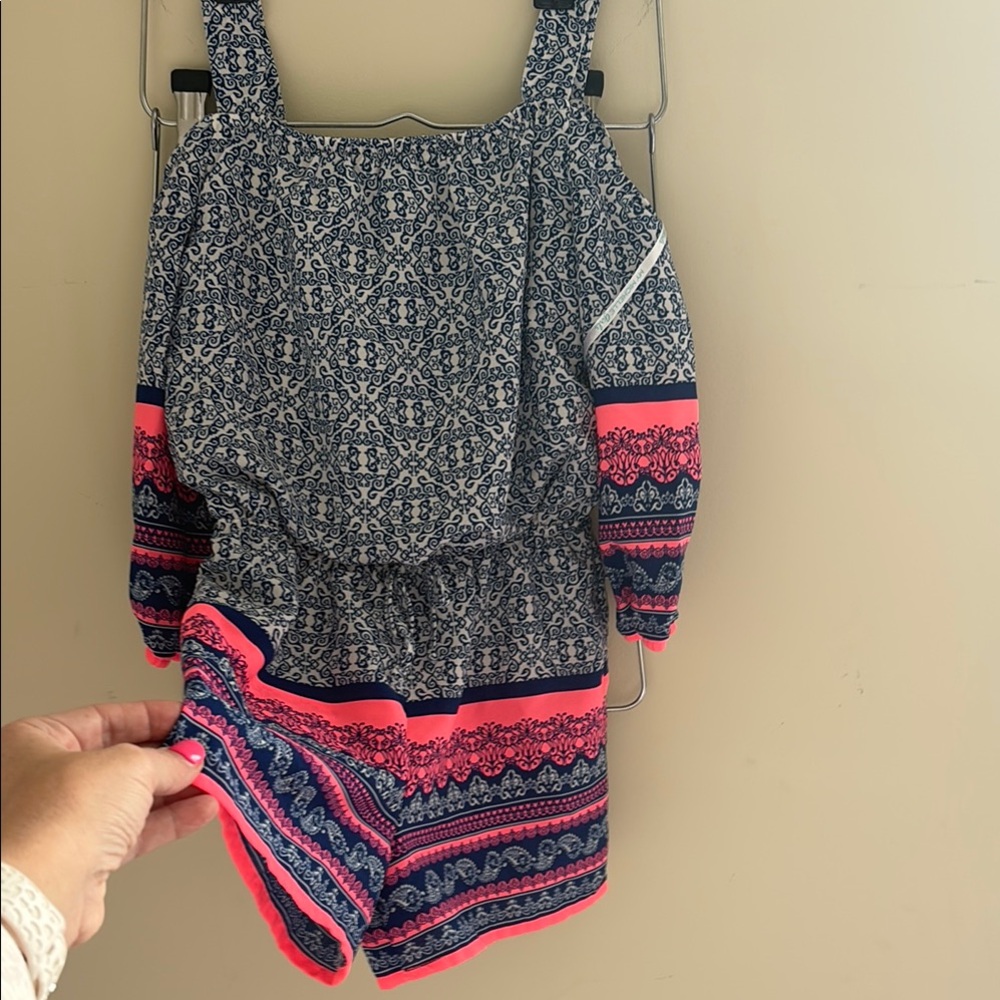 Blue and Pink Patterned Romper